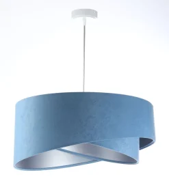 Pendelleuchte Blau Silber E27 rund Ø 50 cm Velours Optik