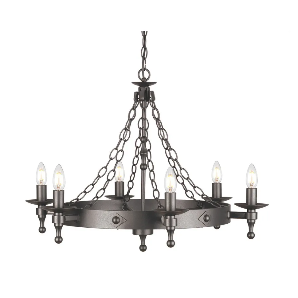 Pendelleuchte CAMELOT 9 Eisen Schwarz Ø74cm Lampe