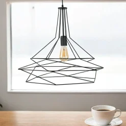 Pendelleuchte Draht Schwarz geometrisch Esstisch