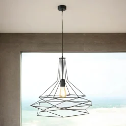 Pendelleuchte Draht Schwarz geometrisch Esstisch