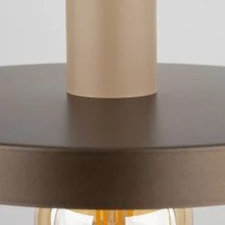 Pendelleuchte E27 Ø30 cm rund Sandgrau Braun Vintage