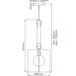 Pendelleuchte E27 B: 30 cm H: max. 152,9 cm verstellbar