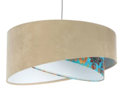 Pendelleuchte E27 rund Ø 50 cm Stoff Velours Optik Beige Bunt