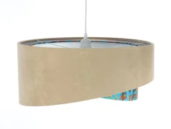 Pendelleuchte E27 rund Ø 50 cm Stoff Velours Optik Beige Bunt