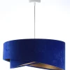 Pendelleuchte E27 rund Ø 50 cm Blau Gold Stoff Velours Optik