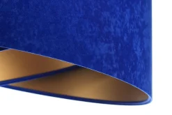 Pendelleuchte E27 rund Ø 50 cm Blau Gold Stoff Velours Optik