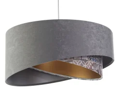 Pendelleuchte E27 rund D: 50 cm Velours Optik Modern Stoff