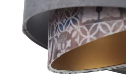 Pendelleuchte E27 rund D: 50 cm Velours Optik Modern Stoff