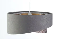 Pendelleuchte E27 rund D: 50 cm Velours Optik Modern Stoff