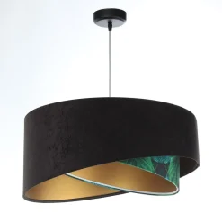 Pendelleuchte E27 rund D: 50 cm Stoff Velours Optik Tropical