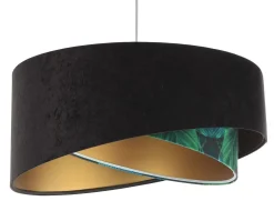 Pendelleuchte E27 rund D: 50 cm Stoff Velours Optik Tropical