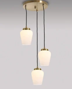 Pendelleuchte Echt-Messing Glas 3-flammig Esstisch