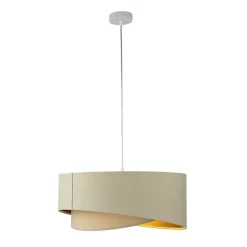 Pendelleuchte Esstisch Creme Gold Stoff Lampe