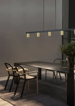 Pendelleuchte Esstisch Schwarz Gold 5-flammig GU10