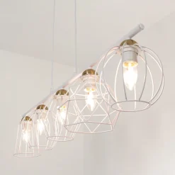 Pendelleuchte Esstisch Weiß Drahtgestell Schirm