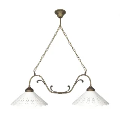 Pendelleuchte 2-flammig B: 83,5 cm Keramik Messing E27