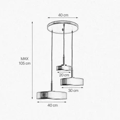Pendelleuchte 3-flammig E27 in Schwarz matt Gold Retro