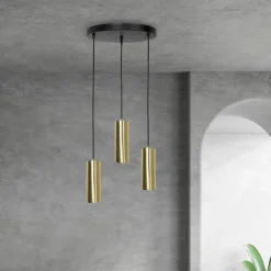 Pendelleuchte 3-flammig E27 Messing Eisen in Schwarz Bronze