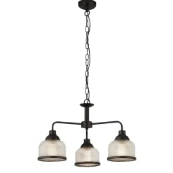 Pendelleuchte 3-flammig E27 Schwarz Klar Ø 56 cm Vintage