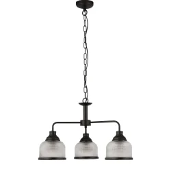 Pendelleuchte 3-flammig E27 Schwarz Klar Ø 56 cm Vintage