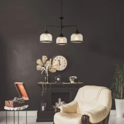 Pendelleuchte 3-flammig E27 Schwarz Klar Ø 56 cm Vintage