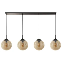 Pendelleuchte 4-flammig E27 Schwarz Champagner Glas