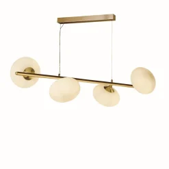 Pendelleuchte 4-flammig G9 in Messing matt Weiß