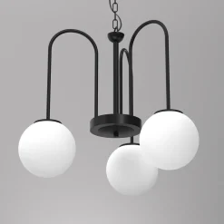 Pendelleuchte 3-flammig Glas Metall E14 Ø51 cm rund