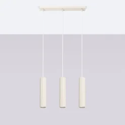 Pendelleuchte 3-flammig GU10 B: 45 cm in Creme Modern