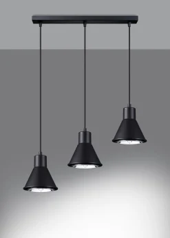 Pendelleuchte 3-flammig Retro ES111 Metall Schwarz