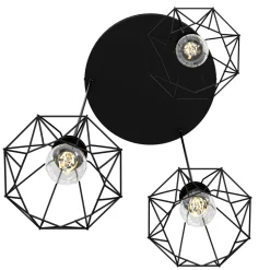 Pendelleuchte 3-flammig Schwarz Metall Draht Schirm