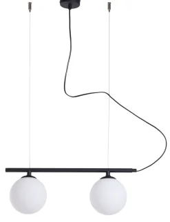 Pendelleuchte 2-flammig Schwarz Weiß E14 Glas Metall