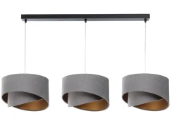 Pendelleuchte 3-flammig Schwarz Grau Gold E27 Velours Optik