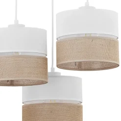 Pendelleuchte 3-flammig Stoff Jute Boho E27 Modern