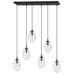 Pendelleuchte Glas 70 cm breit Schwarz Transparent E14