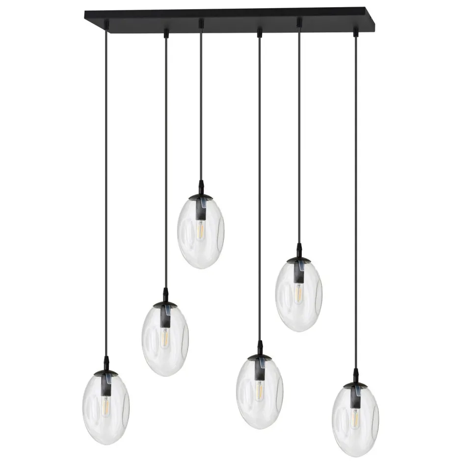 Pendelleuchte Glas 70 cm breit Schwarz Transparent E14