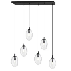 Pendelleuchte Glas 70 cm breit Schwarz Transparent E14