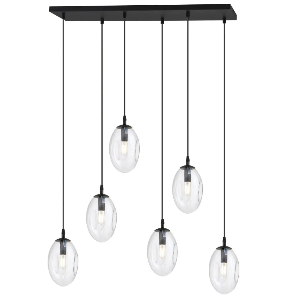 Pendelleuchte Glas 70 cm breit Schwarz Transparent E14