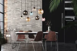 Pendelleuchte Glas B: 151 cm Bunt Kugel Schirme 8x E27