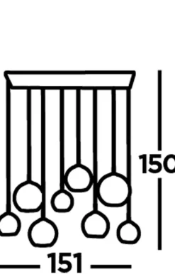 Pendelleuchte Glas B: 151 cm Bunt Kugel Schirme 8x E27