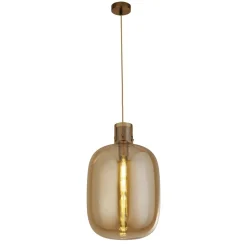 Pendelleuchte Glas D: 30 cm in Messing Bernstein E27 REAGAN