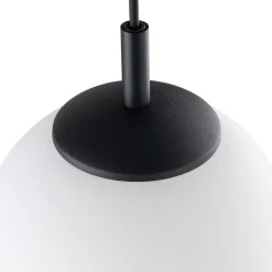 Pendelleuchte Glas Kugel Ø 25 cm Schwarz Weiß E27 BRYCE