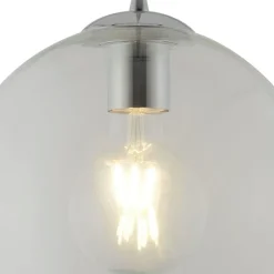 Pendelleuchte Glas Kugel Ø 25 cm Klar Chrom für E27