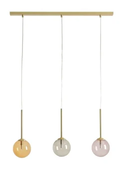 Pendelleuchte Glas Metall G9 in Gold Schwarz Bernstein