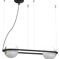 Pendelleuchte Glas Metall Schwarz Weiß Gold 2-flammig