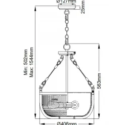 Pendelleuchte Glas Metall rund Ø 40,6 cm 3x E27 Vintage