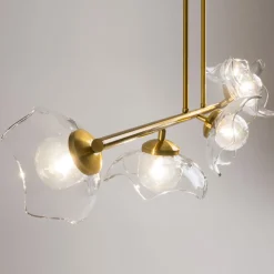 Pendelleuchte Glas Metall G9 H: max. 84,4 cm in Messing