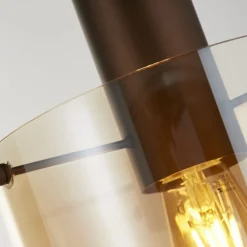 Pendelleuchte Glas Metall Braun Bernstein E27 D: 20 cm