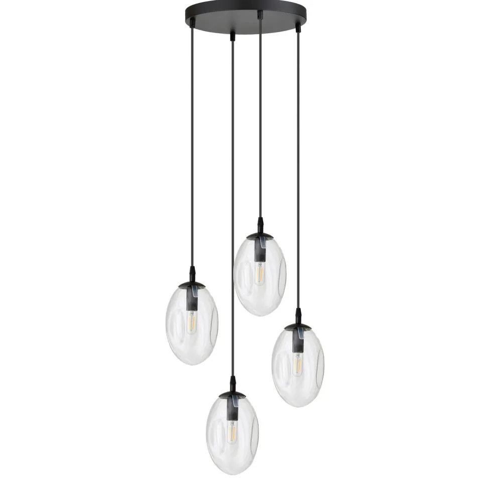 Pendelleuchte Glas Metall verstellbar 4-flammig E14