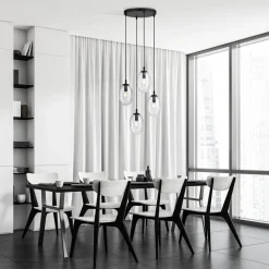 Pendelleuchte Glas Metall verstellbar 4-flammig E14